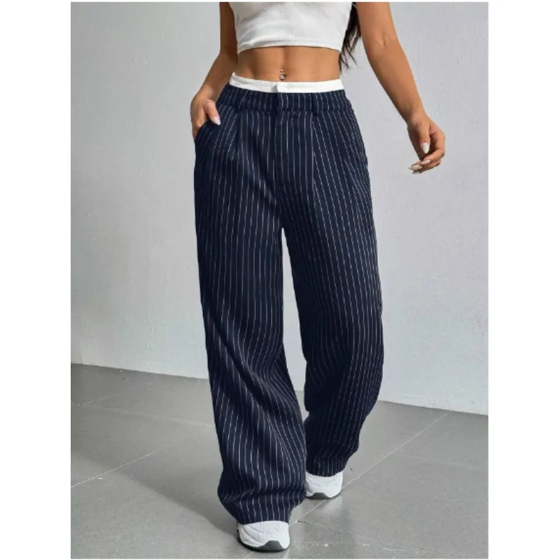 High waisted striped casual pants summer new milk straight tube slim fit patterned pants
High waisted striped casual pants summer new milk straight tube slim fit patterned pants