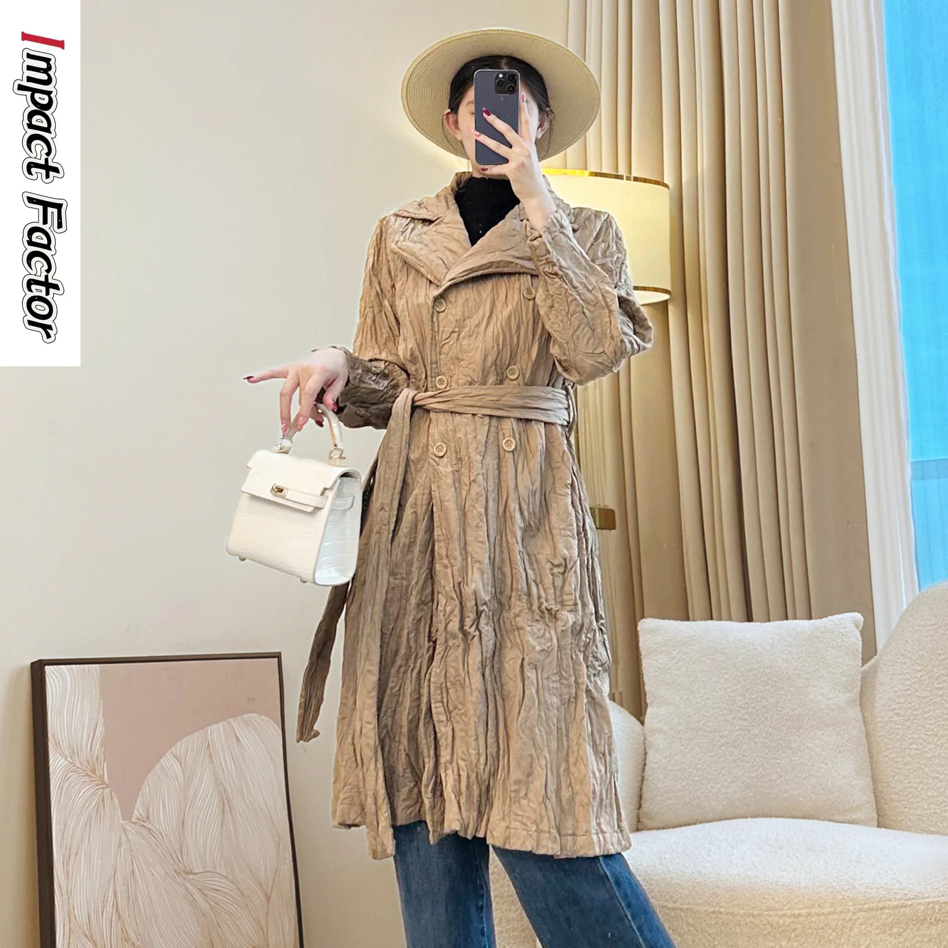 2025 Autumn and Winter Khaki Medium Long Coat Women's Miyake Fashion Women's Clothing Khaki Lace-up Trench Coat Waist and Thin
2025 Autumn and Winter Khaki Medium Long Coat Women's Miyake Fashion Women's Clothing Khaki Lace-up Trench Coat Waist and Thin