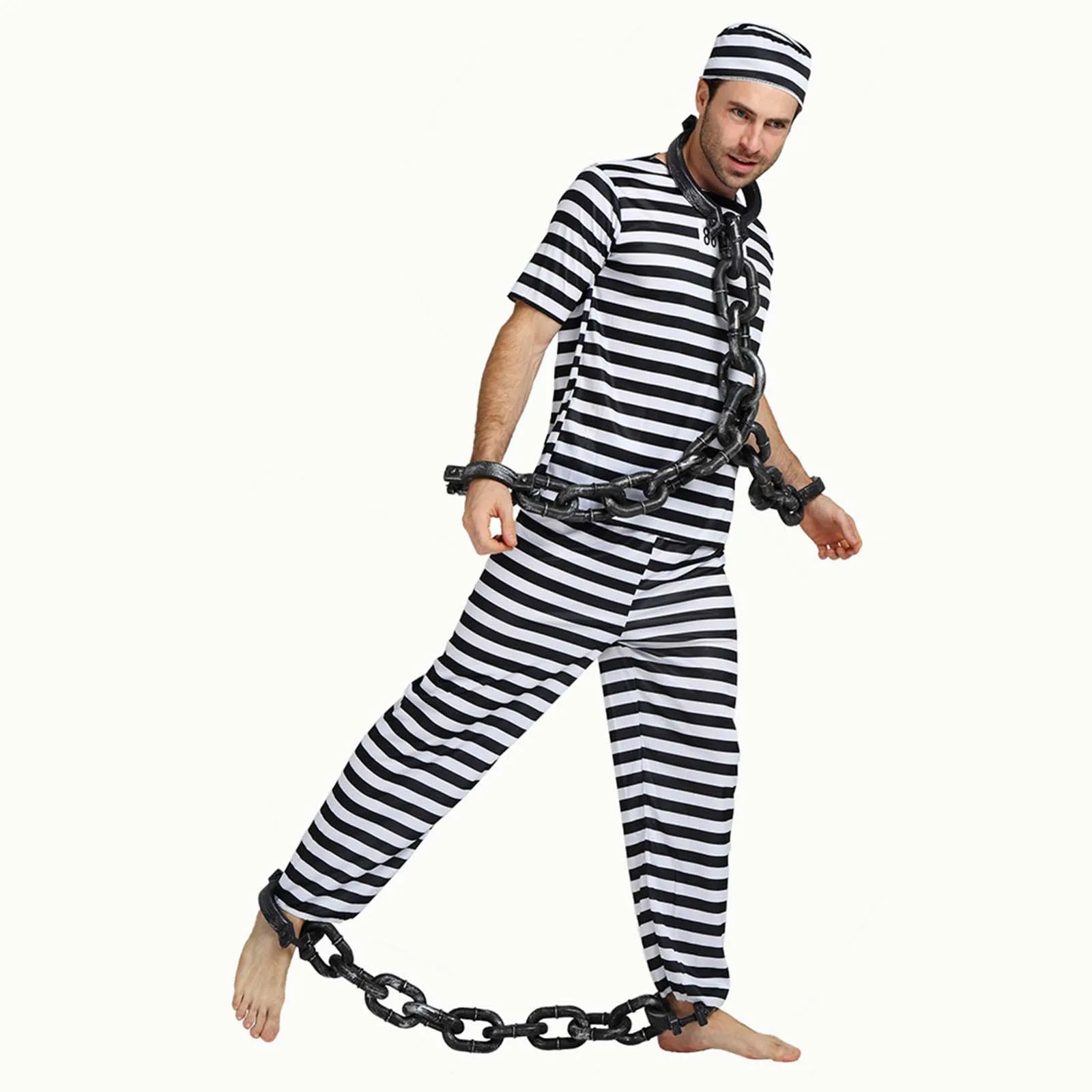 Prisoner Cosplay Costumes Man Women Prison Criminal Suits Jail Adult Black And White Striped Couple Clothes With Hats
Prisoner Cosplay Costumes Man Women Prison Criminal Suits Jail Adult Black And White Striped Couple Clothes With Hats