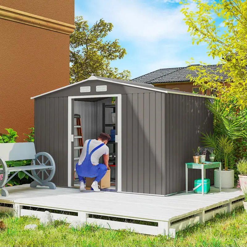 Large Outdoor Storage Shed, 9x6 Garden Tool Shed for Patio, Garage, Lawn, Gray
Large Outdoor Storage Shed, 9x6 Garden Tool Shed for Patio, Garage, Lawn, Gray