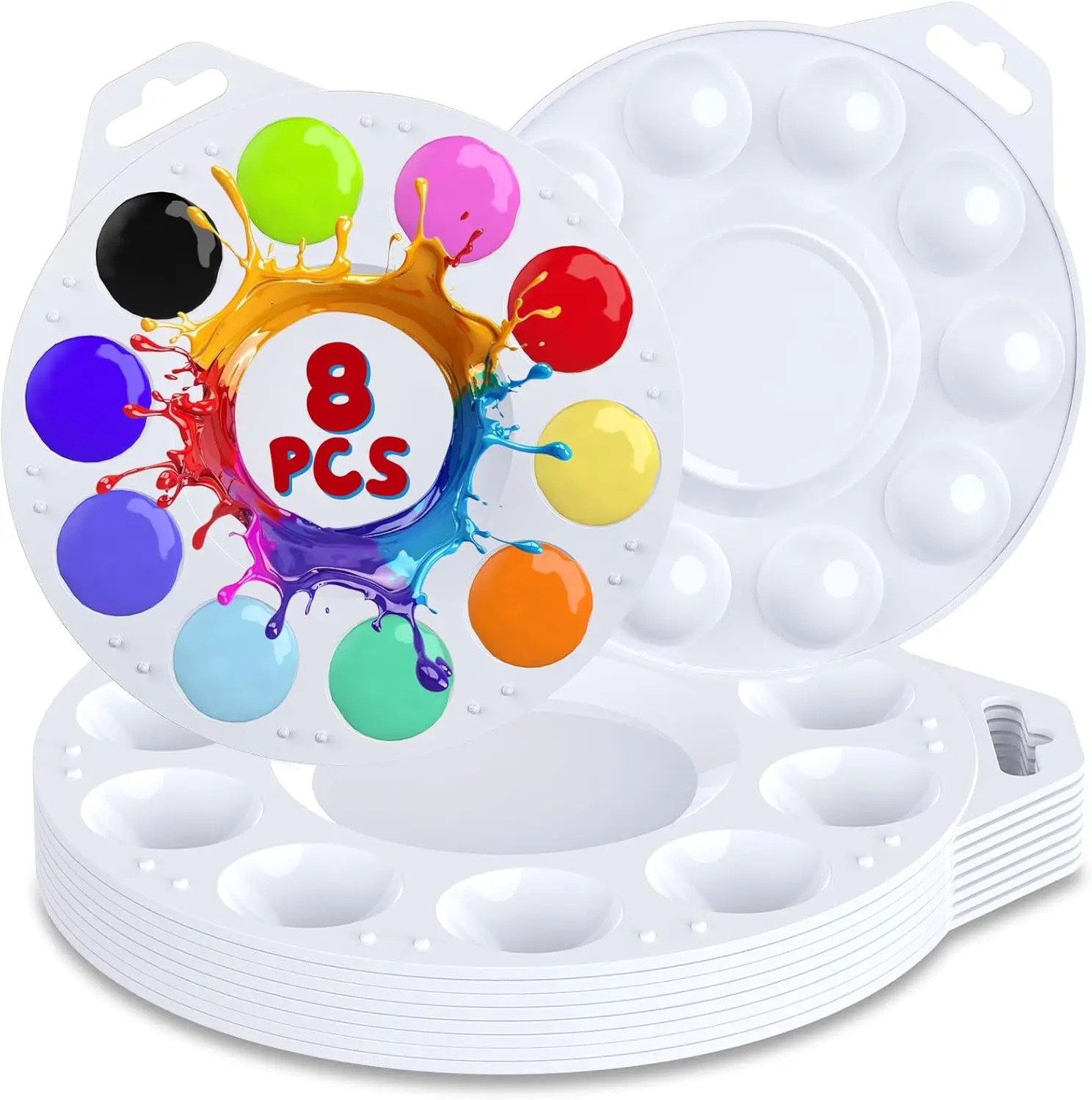8-Pack Plastic Paint Tray Palettes with 10 Wells, Acrylic Watercolor Palette Set with Hanging Hole for Kids Students Art Class
8-Pack Plastic Paint Tray Palettes with 10 Wells, Acrylic Watercolor Palette Set with Hanging Hole for Kids Students Art Class