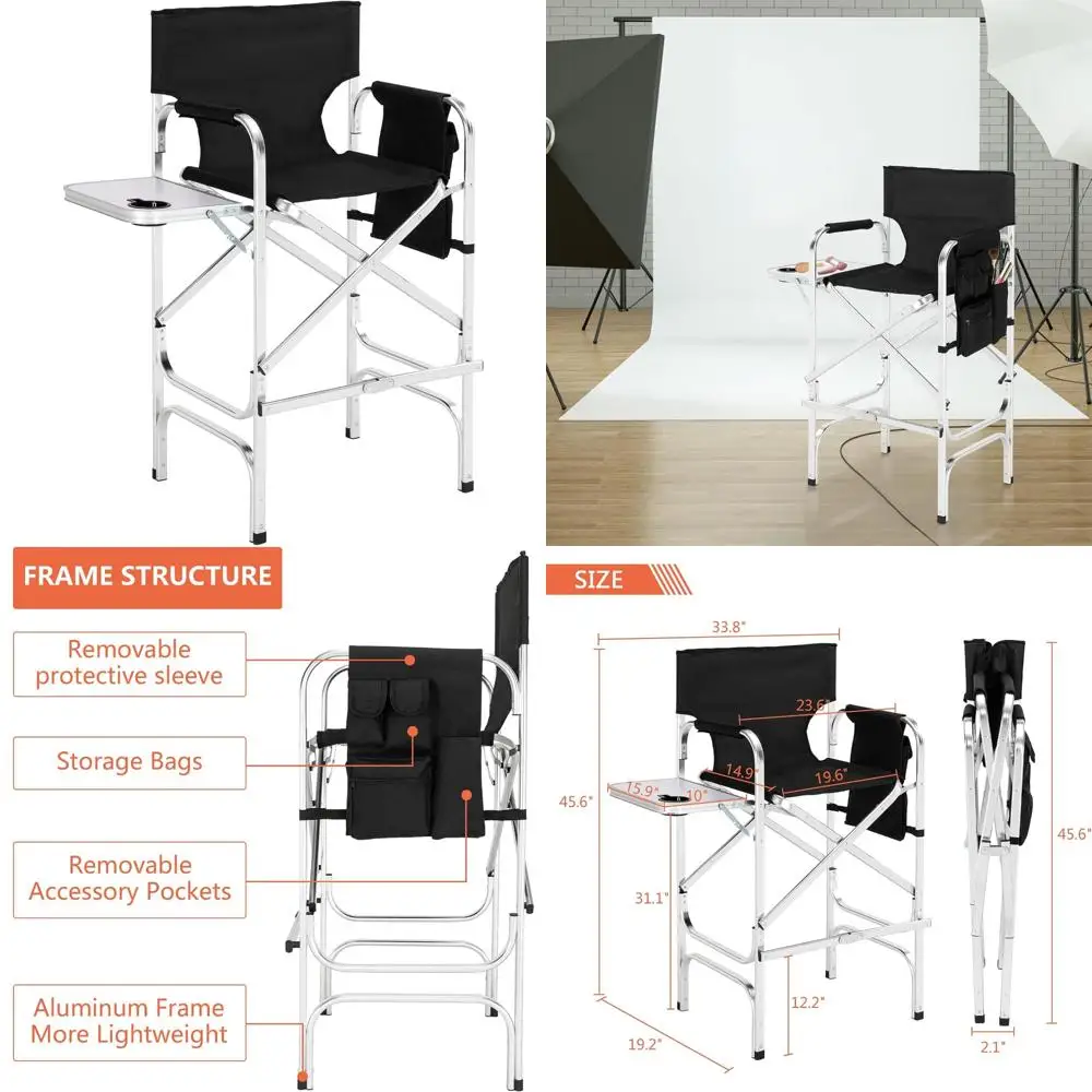 Folding Camping Chair with Side Table - Tall Portable Bar Height, Lightweight Aluminum Frame, 300 lbs Capacity, Ideal for Outdoo
Folding Camping Chair with Side Table - Tall Portable Bar Height, Lightweight Aluminum Frame, 300 lbs Capacity, Ideal for Outdoo