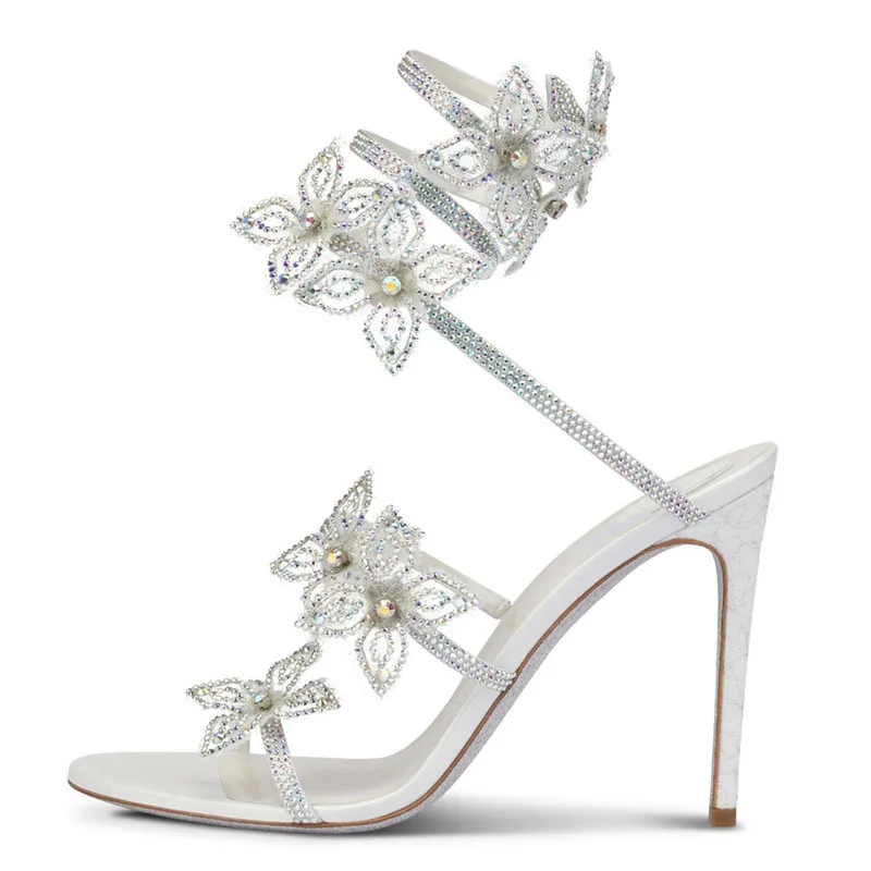 Glitter Rhinestone Mesh Flowers Snake Liked Sandals Wedding High Heels Leg Twined Crystal Flower Straps Summer Hollow Out Shoes
Glitter Rhinestone Mesh Flowers Snake Liked Sandals Wedding High Heels Leg Twined Crystal Flower Straps Summer Hollow Out Shoes