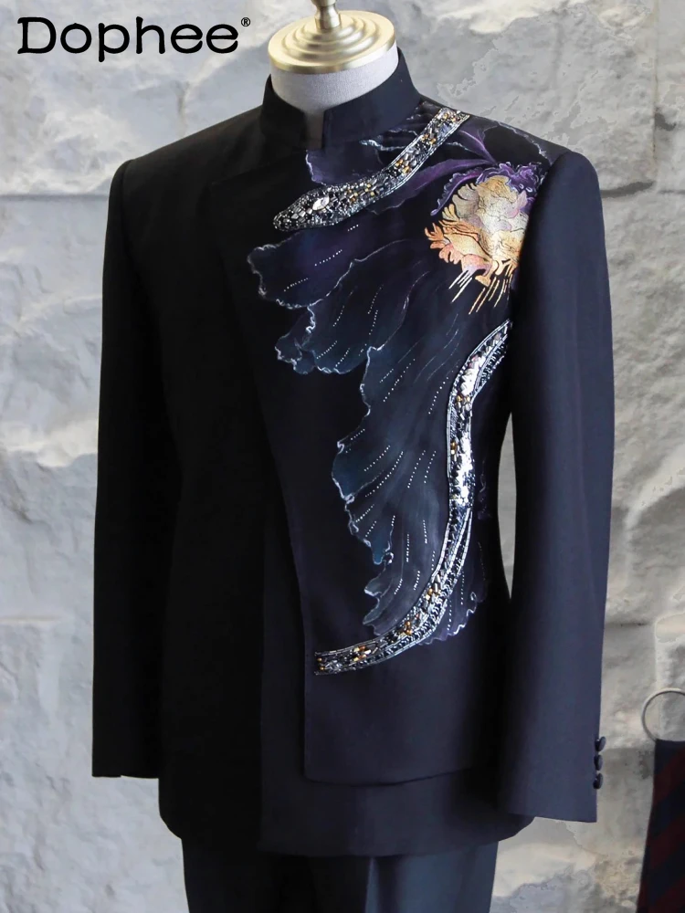 Men's 2025 New Embroidered Floral New Chinese Style Tailored Coats Stand Collar Suit Jackets Fashion Long Sleeve Stylish Blazers
Men's 2025 New Embroidered Floral New Chinese Style Tailored Coats Stand Collar Suit Jackets Fashion Long Sleeve Stylish Blazers