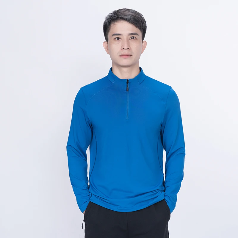 Men's Stand Collar Half Zip Long Sleeve T-Shirt - Casual Business Style Slim Fit Top for Autumn Spring, Indoor Outdoor Wear 
Men's Stand Collar Half Zip Long Sleeve T-Shirt - Casual Business Style Slim Fit Top for Autumn Spring, Indoor Outdoor Wear