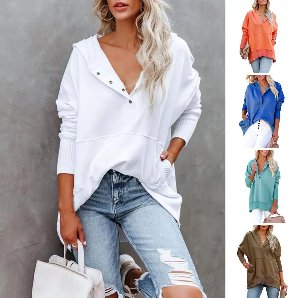 Women Hooded Sweatshirt V-neck Button Cozy Oversized Women's Hoodie Sweatshirt with Button Up V Neck Long Sleeve Pullover Top
Women Hooded Sweatshirt V-neck Button Cozy Oversized Women's Hoodie Sweatshirt with Button Up V Neck Long Sleeve Pullover Top