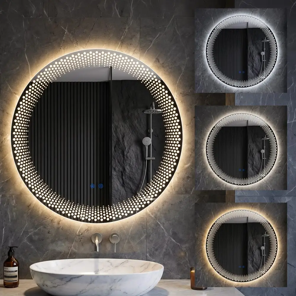 Bathroom Dimmable LED Mirror Round Bathroom Anti-Fog Mirror with Lights Wall Mounted Circle LED Mirror with 3 Colors Brightness
Bathroom Dimmable LED Mirror Round Bathroom Anti-Fog Mirror with Lights Wall Mounted Circle LED Mirror with 3 Colors Brightness