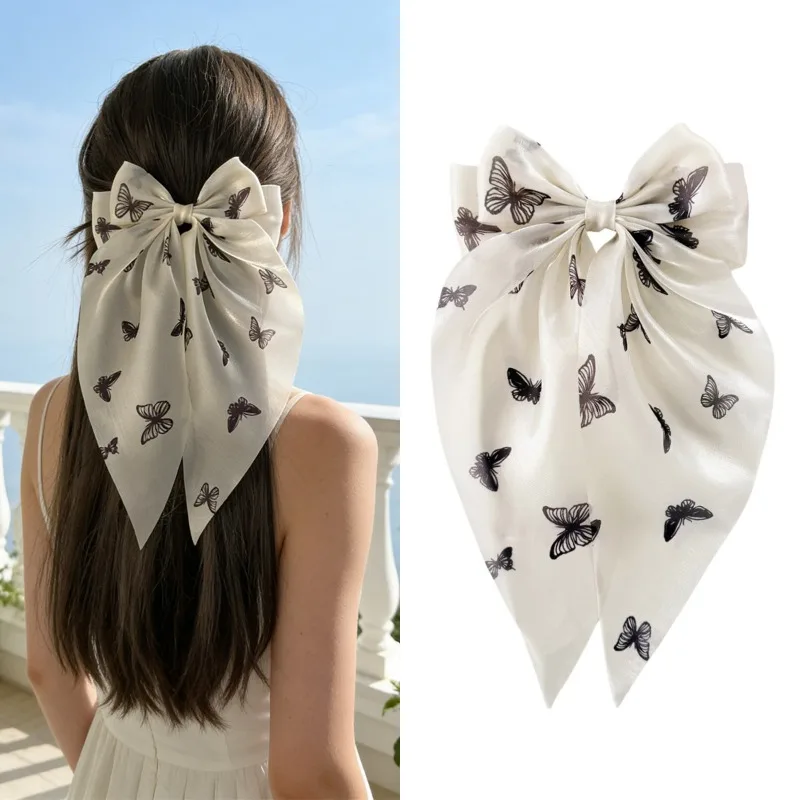 Elegant Black Butterfly Print Hair Clips Women Adorable Sheer Bow Trendy Accessories Stylish Girls Headwear Daily Casual Outfits
Elegant Black Butterfly Print Hair Clips Women Adorable Sheer Bow Trendy Accessories Stylish Girls Headwear Daily Casual Outfits