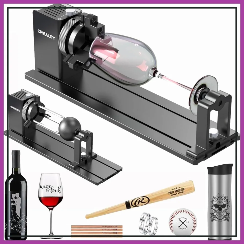 3-in-1 Rotary Roller for Laser Engraver, Jaw Chuck for Cylindrical Objects, Wine Glass, Baseball Bat, Ring
3-in-1 Rotary Roller for Laser Engraver, Jaw Chuck for Cylindrical Objects, Wine Glass, Baseball Bat, Ring