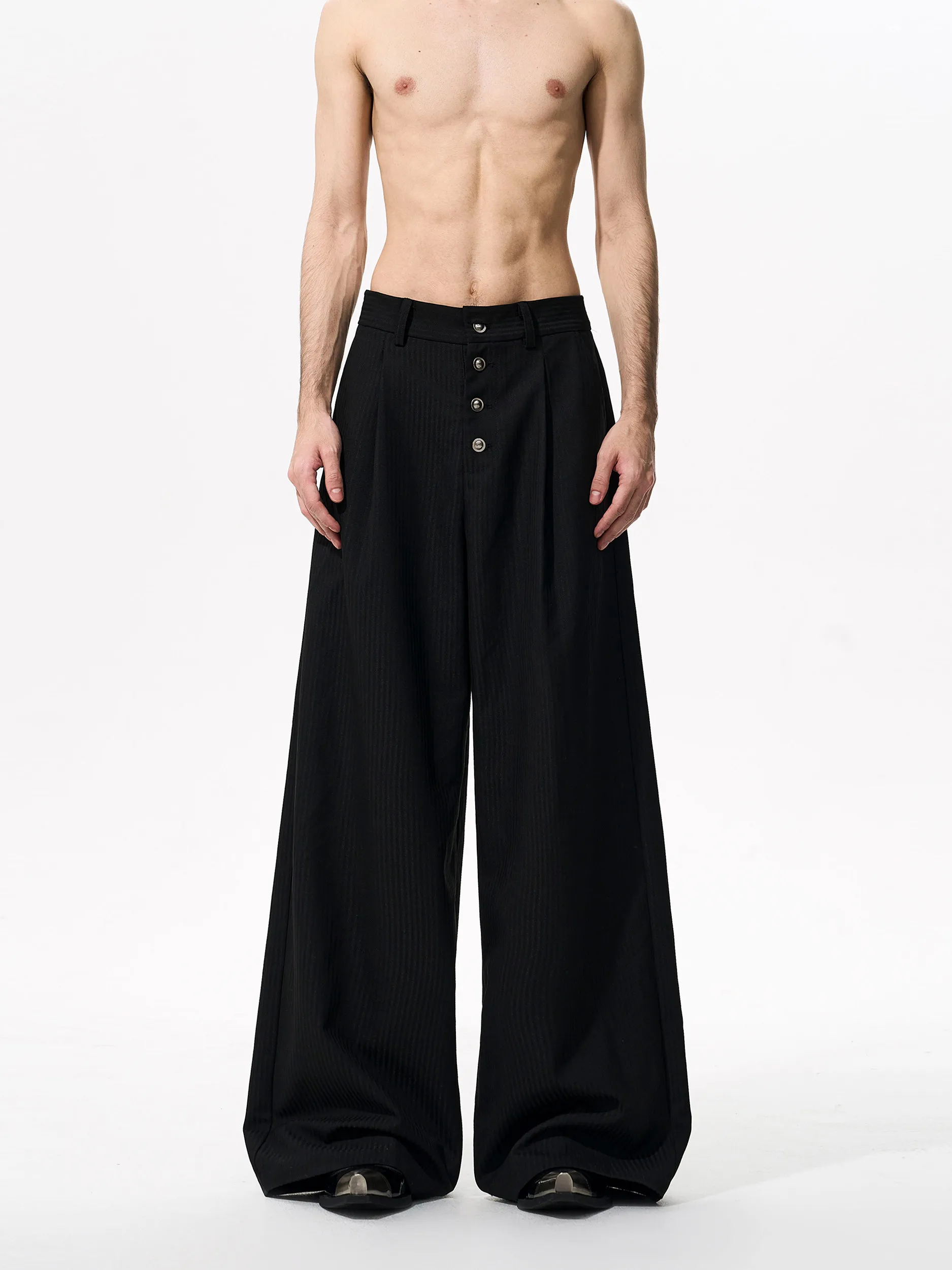Black Vertical Striped Men's Casual Pants Drapey Style Single Button Autumn Season Polyester Fiber Straight Leg Trousers
Black Vertical Striped Men's Casual Pants Drapey Style Single Button Autumn Season Polyester Fiber Straight Leg Trousers