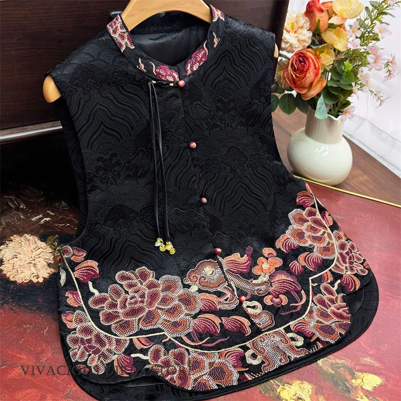 Big Size Female Tang Clothes Vest Traditional Chinese Embroidery Qipao Top Jacket Sexy Sleeveless Cheongsam Waistcoat Outwear
Big Size Female Tang Clothes Vest Traditional Chinese Embroidery Qipao Top Jacket Sexy Sleeveless Cheongsam Waistcoat Outwear
