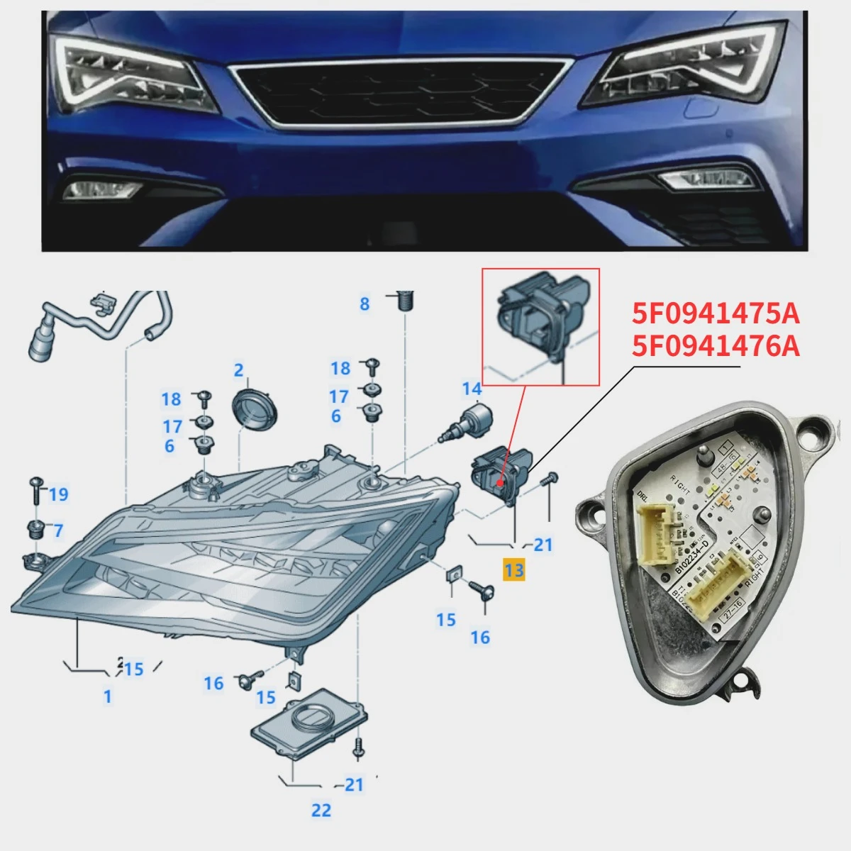 5F0941475A(L) 5F0941476A(R) LED DRL Turn Signal Light Source Module For SEAT Leon Cupra MK3 2017-2020 Headlight Accessories
5F0941475A(L) 5F0941476A(R) LED DRL Turn Signal Light Source Module For SEAT Leon Cupra MK3 2017-2020 Headlight Accessories