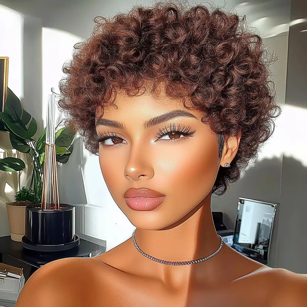 Short Pixie Cut Curly Bob Reddish Brown Curly Bob Human Hair Wigs For Black Women No Lace Brown Curly Full Machine Made Wigs
Short Pixie Cut Curly Bob Reddish Brown Curly Bob Human Hair Wigs For Black Women No Lace Brown Curly Full Machine Made Wigs