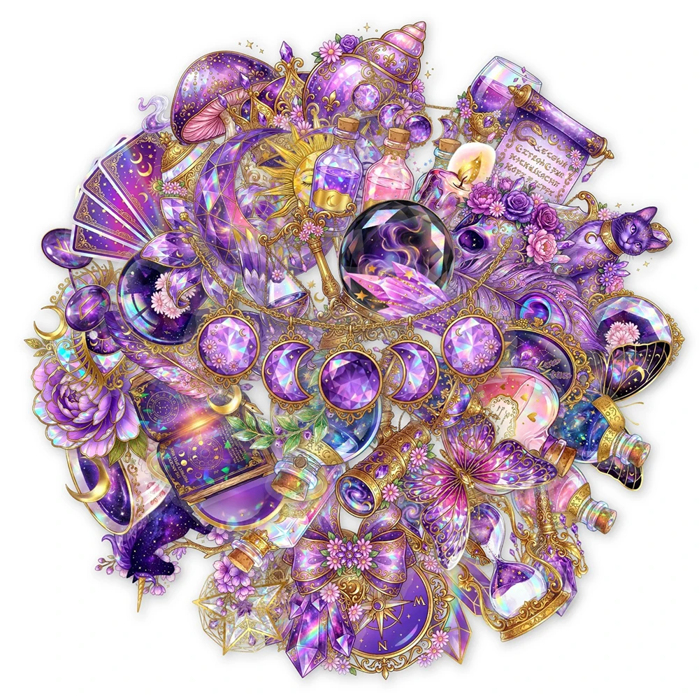 10/30/50pcs Gothic Purple Crystal Magic Stickers Vintage Aesthetic Art Sticker Suitcase Phone Guitar Laptop Transparent Decals
10/30/50pcs Gothic Purple Crystal Magic Stickers Vintage Aesthetic Art Sticker Suitcase Phone Guitar Laptop Transparent Decals