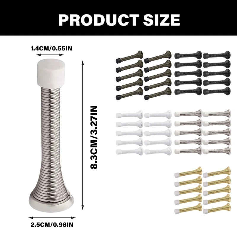 10pcs Elegant Steel Door stoppers Wear Resistant Wall Protections Spring Loaded Door Holders Simple Install for Household
10pcs Elegant Steel Door stoppers Wear Resistant Wall Protections Spring Loaded Door Holders Simple Install for Household