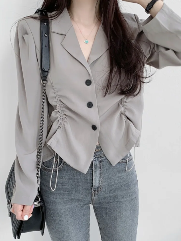 Chic Autumnal Slim Fit Long Sve Suit Jaet Women's Dstring Waist Tu irt Collar Tee Button Outerwear Top
Chic Autumnal Slim Fit Long Sve Suit Jaet Women's Dstring Waist Tu irt Collar Tee Button Outerwear Top