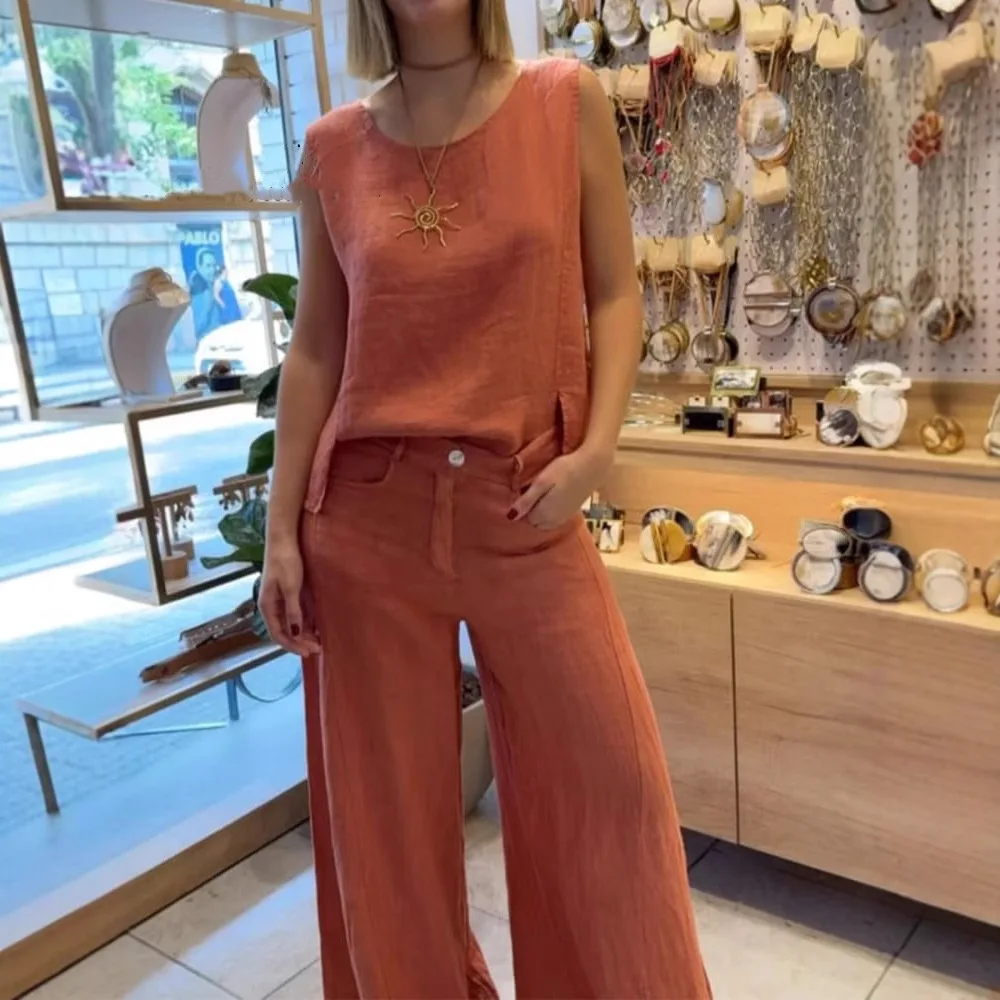 2026 New Fashion Solid Two Piece Set Lady Casual Sleeveless O-Neck Pullover Wide Leg Pants Sets Office Commuting Womens Clothing
2026 New Fashion Solid Two Piece Set Lady Casual Sleeveless O-Neck Pullover Wide Leg Pants Sets Office Commuting Womens Clothing