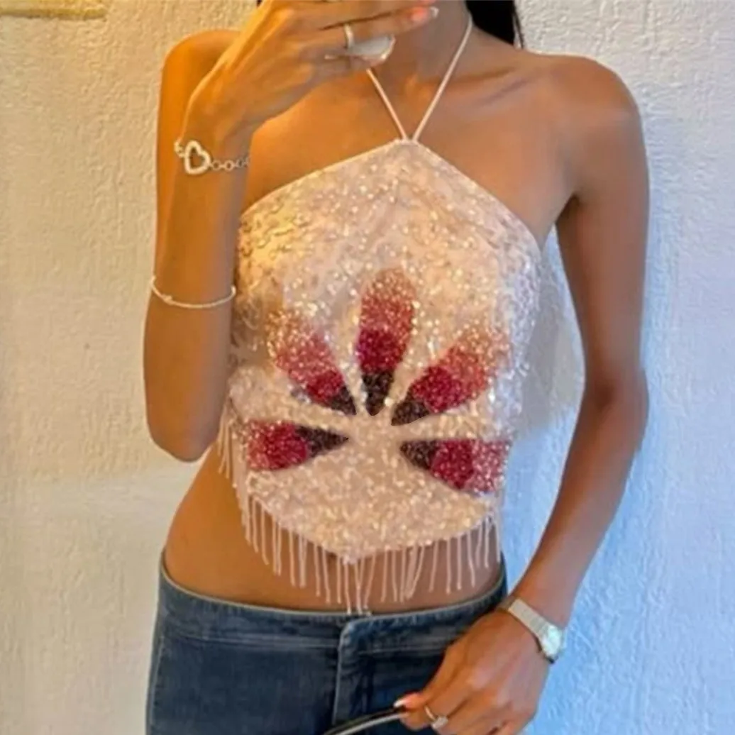 Chic Women Floral Sequin Halter Top Y2k Sparkly Backless Beaded Sheer Mesh Tank Cute Summer Club Cami Vest Streetwear
Chic Women Floral Sequin Halter Top Y2k Sparkly Backless Beaded Sheer Mesh Tank Cute Summer Club Cami Vest Streetwear
