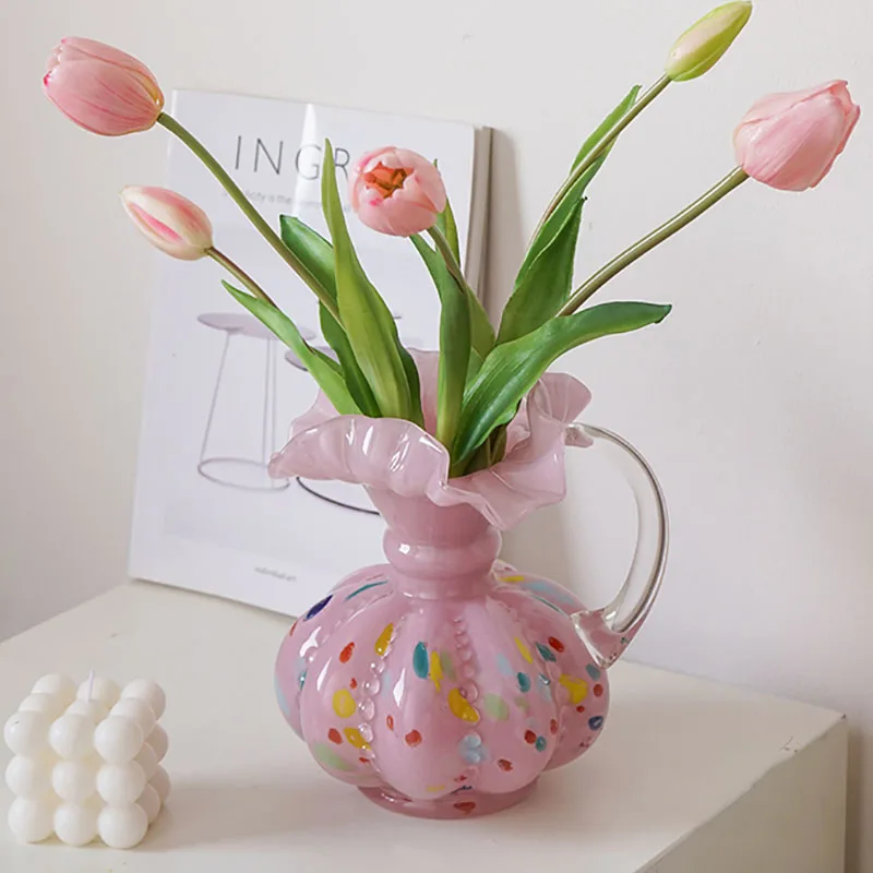 Exquisite Pink Glass Vase Flower Arrangement Decor High-end Hydroponic Container Living Room Table Flower Vase Home Decoration
Exquisite Pink Glass Vase Flower Arrangement Decor High-end Hydroponic Container Living Room Table Flower Vase Home Decoration