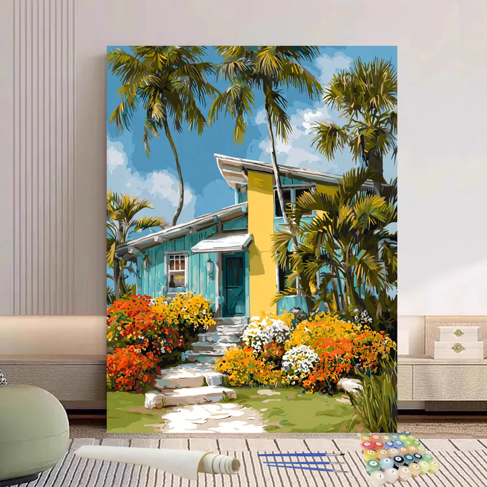 Картина по номерам, домики и деревья, сделай сам, ручная роспись маслом, холст, раскраска, уникальный подарок, украшение для дома 
Картина по номерам, домики и деревья, сделай сам, ручная роспись маслом, холст, раскраска, уникальный подарок, украшение для дома