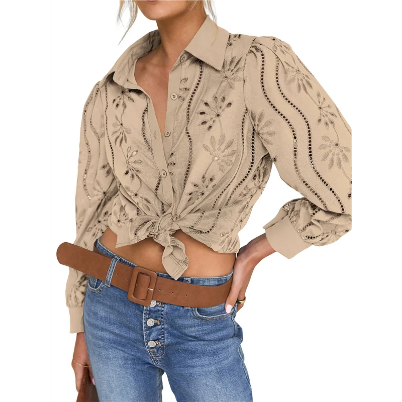 ABRT-Womens Long Puff Sleeve Blouse V Neck Buttons Hollow Out Lace Embroidered Blouses Shirts
ABRT-Womens Long Puff Sleeve Blouse V Neck Buttons Hollow Out Lace Embroidered Blouses Shirts