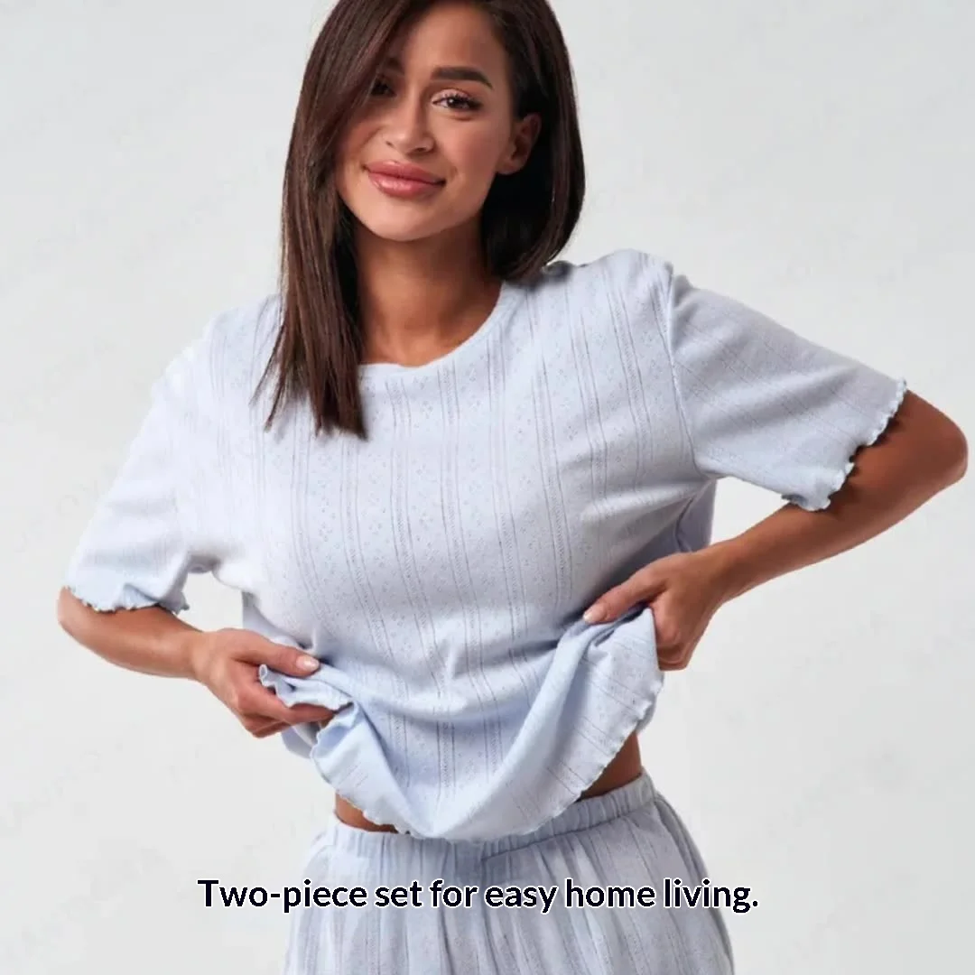 New Summer Collection: Women's Plus-Size Pajamas - Cotton, Openwork, Breathable, Rolled Hem - Women's Summer Loungewear Set
New Summer Collection: Women's Plus-Size Pajamas - Cotton, Openwork, Breathable, Rolled Hem - Women's Summer Loungewear Set