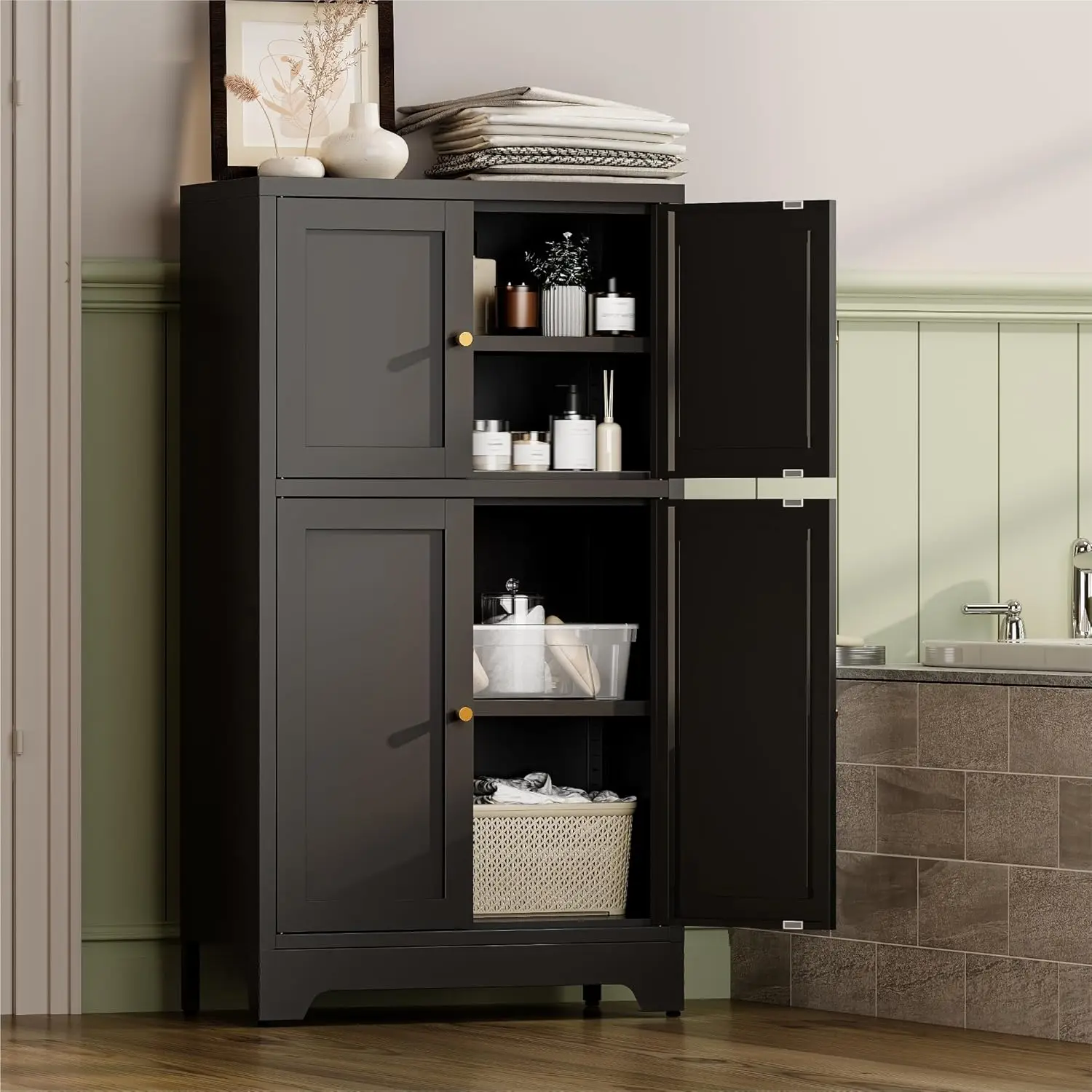 Black Metal Storage Cabinet 2 Adjustable Shelves 4 Doors Freestanding Sideboard Dining Living Office 1PC,Customized
Black Metal Storage Cabinet 2 Adjustable Shelves 4 Doors Freestanding Sideboard Dining Living Office 1PC,Customized