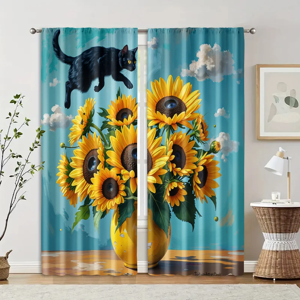 2 pcs, filtering curtains (excluding rods, non-movable, without batteries) Funny Black Cat Vase for use in bedrooms and living
2 pcs, filtering curtains (excluding rods, non-movable, without batteries) Funny Black Cat Vase for use in bedrooms and living