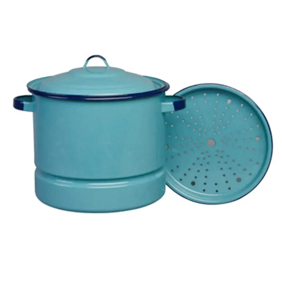 Turquoise Blue 15-Quart Enamel on Steel Stockpot with Lid and Trivet
Turquoise Blue 15-Quart Enamel on Steel Stockpot with Lid and Trivet