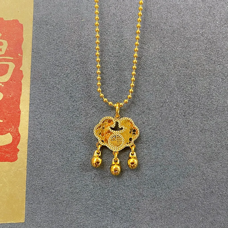 9999 24K real gold store, same style gold jewelry, women's necklace, safety lock, bell pendant, sexy collarbone chain
9999 24K real gold store, same style gold jewelry, women's necklace, safety lock, bell pendant, sexy collarbone chain