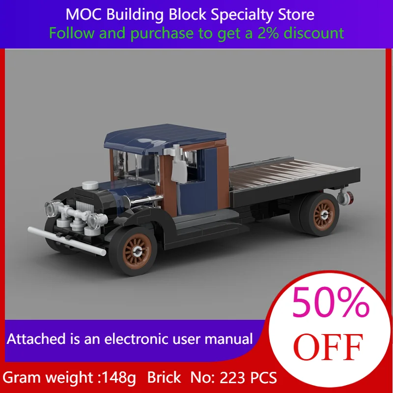 223 Parts MOC Building Block Model City Speed Old Fashioned Flatbed Truck Dark Blue For Boys Adults Christmas Gift
223 Parts MOC Building Block Model City Speed Old Fashioned Flatbed Truck Dark Blue For Boys Adults Christmas Gift