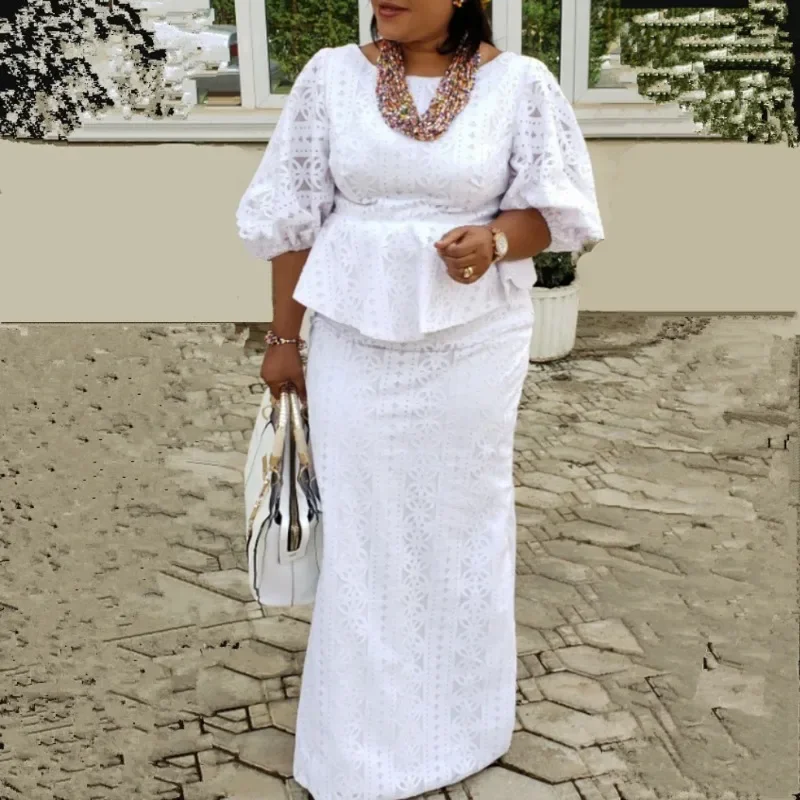 2024 African Party Evening Clothes for Women Spring African 3/4 Sleeve White 2 Piece Top Skirts Matching Sets Africa Clothing
2024 African Party Evening Clothes for Women Spring African 3/4 Sleeve White 2 Piece Top Skirts Matching Sets Africa Clothing