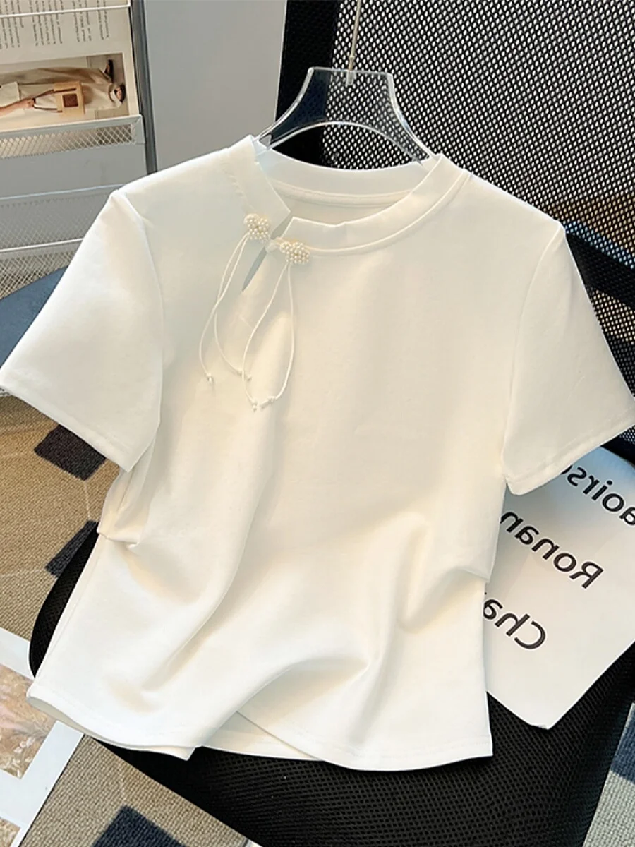 New Chinese Style Short Sleeve T-Shirt Women's Summer Casual Versatile Button up Top Fashionable Traditional Design
New Chinese Style Short Sleeve T-Shirt Women's Summer Casual Versatile Button up Top Fashionable Traditional Design