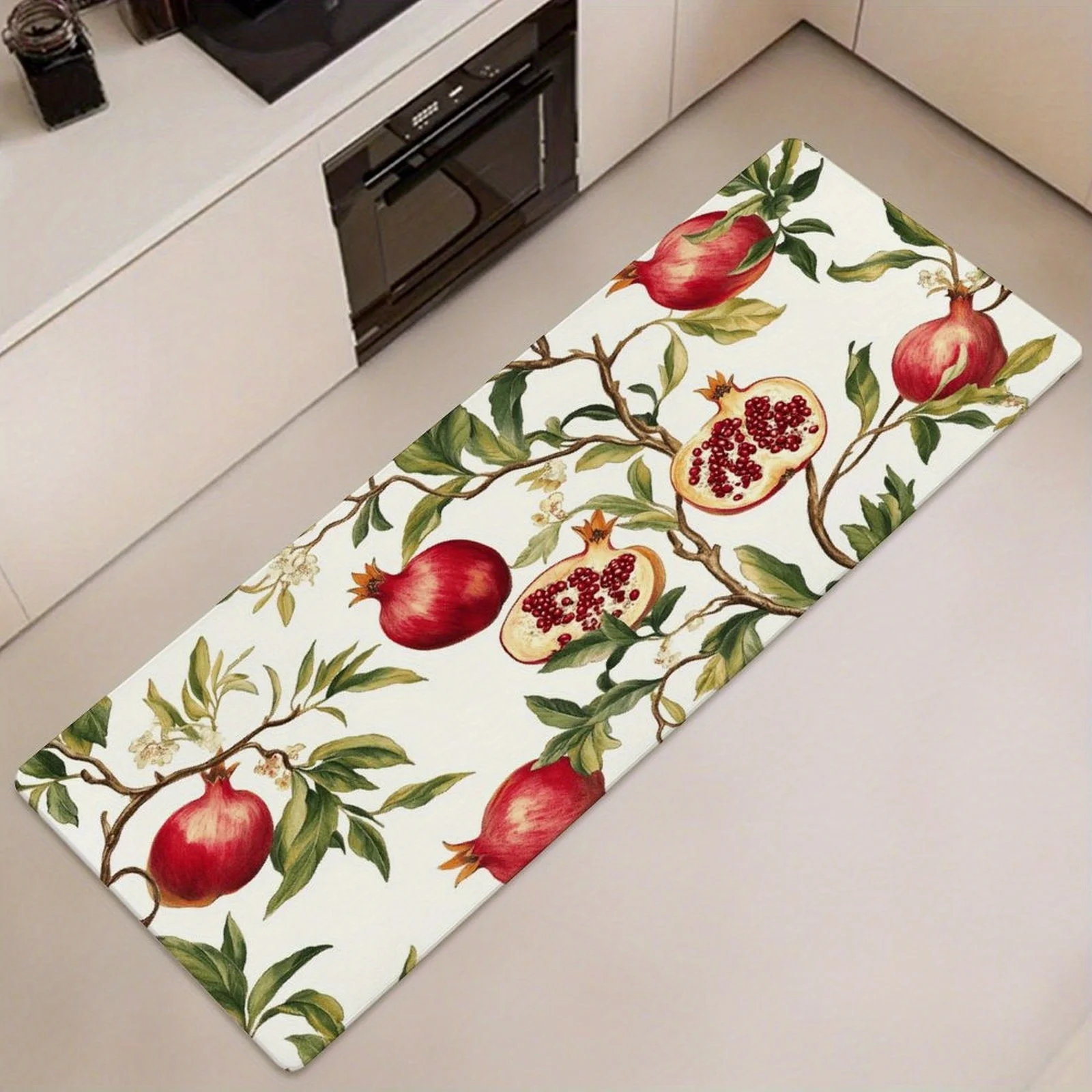 Watercolor Pomegranate Branch Print Kitchen Mat, Non-Slip Washable Durable Runner Rug for Kitchen, Bathroom, Laundry Room Decor
Watercolor Pomegranate Branch Print Kitchen Mat, Non-Slip Washable Durable Runner Rug for Kitchen, Bathroom, Laundry Room Decor