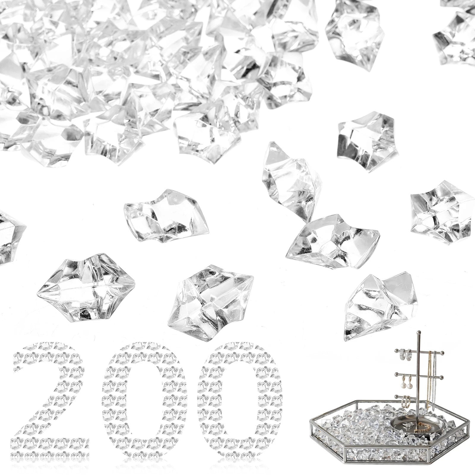 200 Pcs Clear Faux Ice Rock Bulk Plastic Faux Ice Cube Decorations Artificial Crushed Rock Props for Jewelry Display Photography
200 Pcs Clear Faux Ice Rock Bulk Plastic Faux Ice Cube Decorations Artificial Crushed Rock Props for Jewelry Display Photography