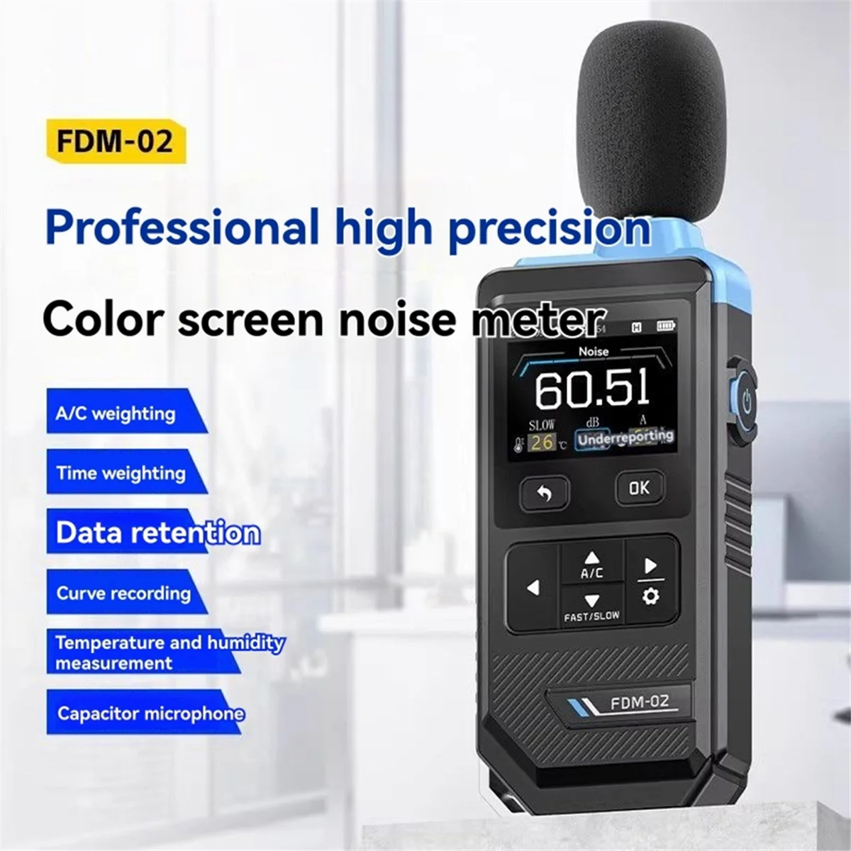 AA98 FDM02 Digital Noise Meter Sound Level Meter Handheld DB Meter 30-130dB Audio Measuring Instrument 1500mah Battery
AA98 FDM02 Digital Noise Meter Sound Level Meter Handheld DB Meter 30-130dB Audio Measuring Instrument 1500mah Battery