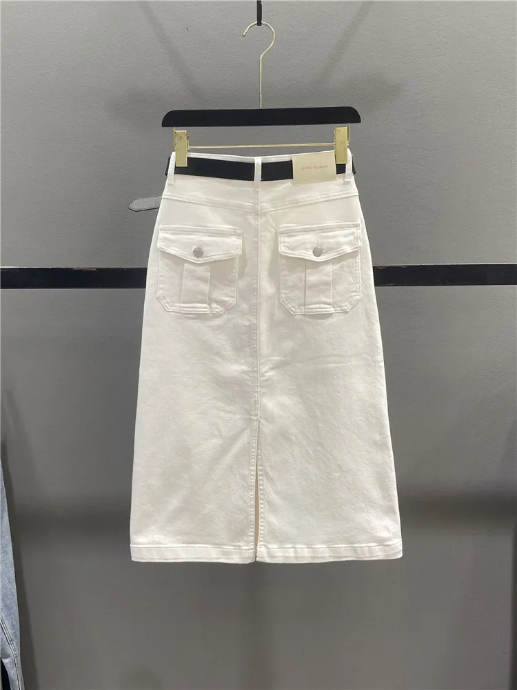 White Denim Pocket Workwear Skirt Women's Summer Versatile Slimming Mid-Length Slit Bodycon Straight Cut Casual Skirt
White Denim Pocket Workwear Skirt Women's Summer Versatile Slimming Mid-Length Slit Bodycon Straight Cut Casual Skirt