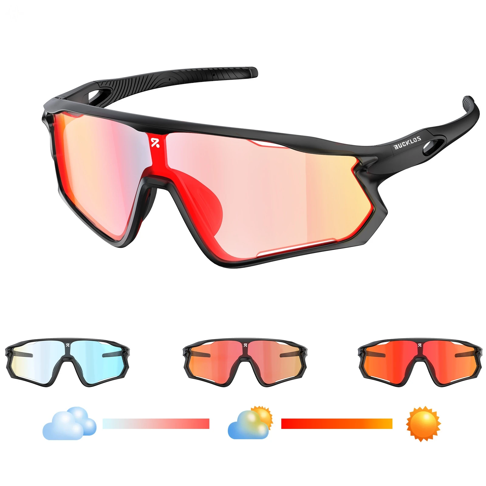 BUCKLOS Auto Photochromic Polarized Sports Sunglasses UV400 Anti-Glare Wind Sand Resistant Lightweight Cycling Outdoor Glasses
BUCKLOS Auto Photochromic Polarized Sports Sunglasses UV400 Anti-Glare Wind Sand Resistant Lightweight Cycling Outdoor Glasses