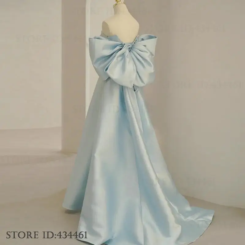 Luxury Temperament Lady Trailing Evening Party Dress Blue Satin Strapless Big Bown Banquet Prom Dress Bar Mitzvah Maxi Dress
Luxury Temperament Lady Trailing Evening Party Dress Blue Satin Strapless Big Bown Banquet Prom Dress Bar Mitzvah Maxi Dress