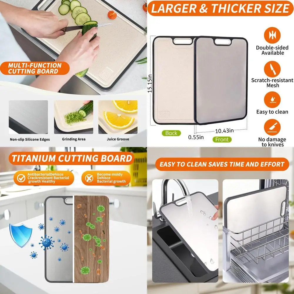 Large Double-Sided Cutting Board - Food Grade Titanium & Wheat Straw PP, Non-Slip, Durable, Easy Clean
Large Double-Sided Cutting Board - Food Grade Titanium & Wheat Straw PP, Non-Slip, Durable, Easy Clean