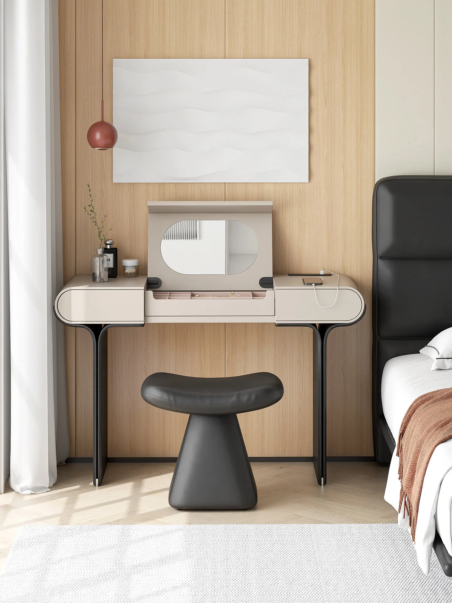 b18 Italian minimalist high-end bedroom wabi sand wind light luxury small apartment flip dresser
b18 Italian minimalist high-end bedroom wabi sand wind light luxury small apartment flip dresser