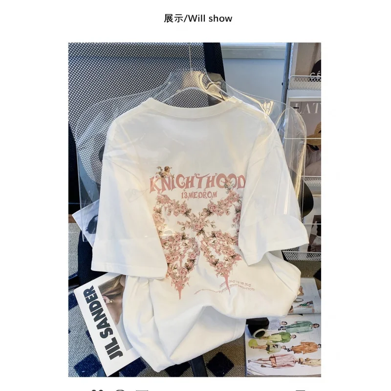FatmmWhite Short SleeveTWomen's-shirt Loose Summer Wide plus Size American Retro High Street Couple Shoulder Half Sleeve Fashi
FatmmWhite Short SleeveTWomen's-shirt Loose Summer Wide plus Size American Retro High Street Couple Shoulder Half Sleeve Fashi