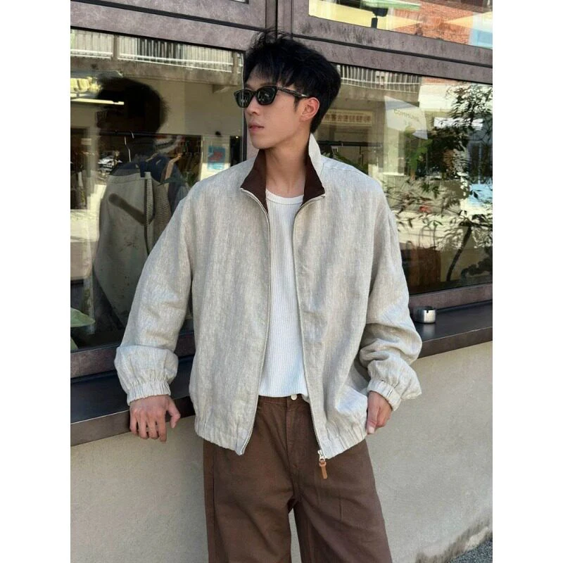 Spring 2026 Men's Fashion Linen Stand Collar Jacket Loose Luxury Simple Match All Outerwear Zipper Process Casual Style
Spring 2026 Men's Fashion Linen Stand Collar Jacket Loose Luxury Simple Match All Outerwear Zipper Process Casual Style