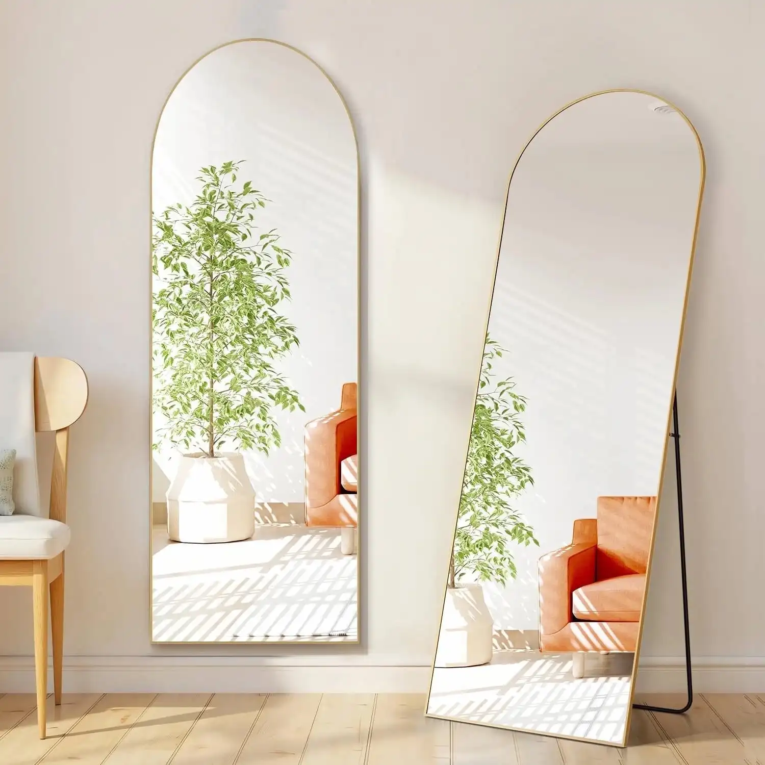 59"X16" Arched Full Length Mirror Freestading Full Body Floor Mirror, Gold
59"X16" Arched Full Length Mirror Freestading Full Body Floor Mirror, Gold