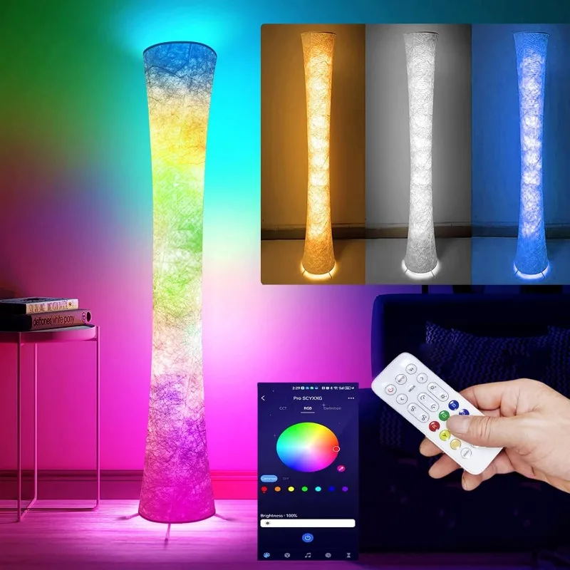Умные светодиодные торшеры, изменение цвета RGB с приложением и дистанционным управлением, 62-дюймовый режим «сделай сам», синхронизация музыки, современный уголок
Умные светодиодные торшеры, изменение цвета RGB с приложением и дистанционным управлением, 62-дюймовый режим «сделай сам», синхронизация музыки, современный уголок