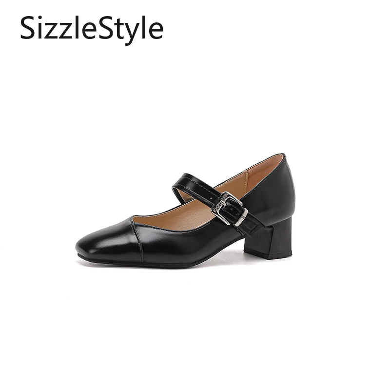 Повседневный стиль, мягкая кожа, средний каблук, толстый каблук, однотонный однотонный швейный ремень, пряжка, женская обувь Мэри Джейн с квадратным носком 
Повседневный стиль, мягкая кожа, средний каблук, толстый каблук, однотонный однотонный швейный ремень, пряжка, женская обувь Мэри Джейн с квадратным носком