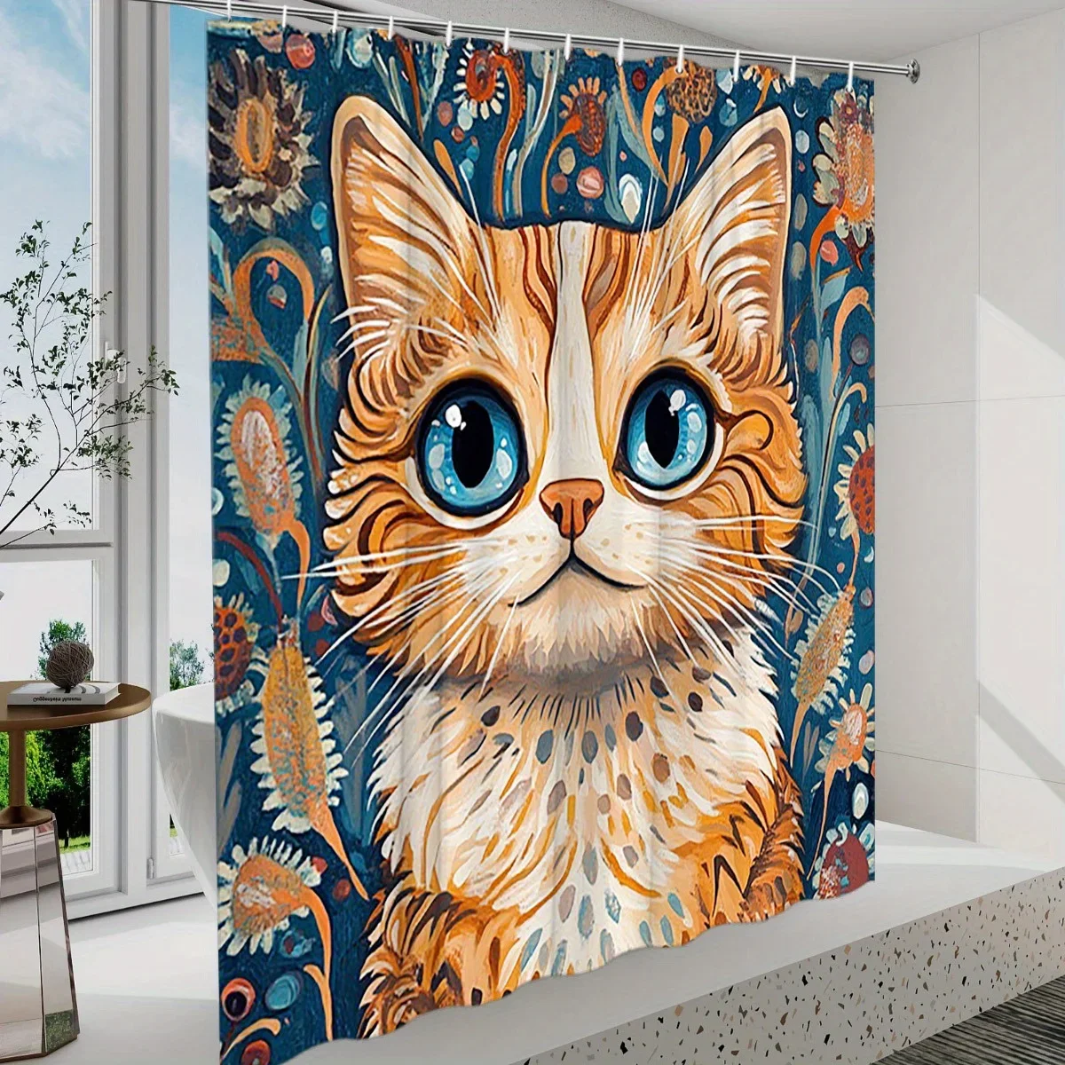 Charming Orange Cat with Blue Eyes Shower Curtain - Water-Resistant, Easy to Clean, Adds a Cute and Adorable Touch to Your
Charming Orange Cat with Blue Eyes Shower Curtain - Water-Resistant, Easy to Clean, Adds a Cute and Adorable Touch to Your