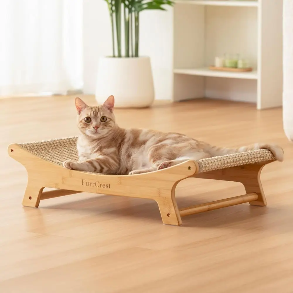 Large Sisal Cat Scratcher Bed with Elevated Hammock, Replaceable Sisal Pad, Anti-Slip Bamboo Base, Natural Grey
Large Sisal Cat Scratcher Bed with Elevated Hammock, Replaceable Sisal Pad, Anti-Slip Bamboo Base, Natural Grey