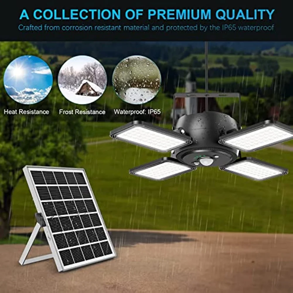Solar Pendant Light Outdoor Indoor Powered Motion Sensor Shed Light with 5 Lighting Modes Remote Control for Garage Gazebo Barn
Solar Pendant Light Outdoor Indoor Powered Motion Sensor Shed Light with 5 Lighting Modes Remote Control for Garage Gazebo Barn