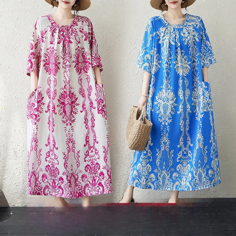 Summer New Retro Ethnic Style Loose Large Size Print Dress Skin-friendly Soft Comfortable Meat Concealing Square Collar Dress
Summer New Retro Ethnic Style Loose Large Size Print Dress Skin-friendly Soft Comfortable Meat Concealing Square Collar Dress